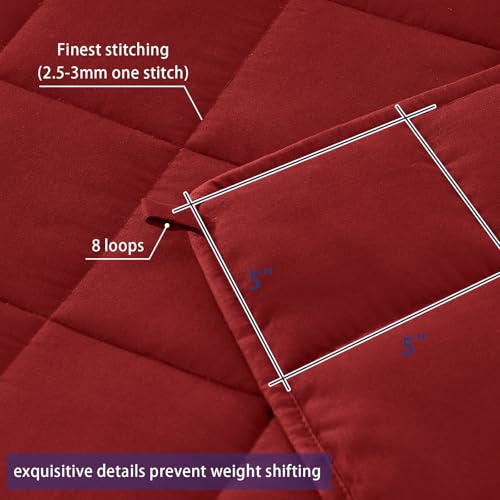Image of yescool Weighted Blanket for Adults (10 lbs, 48 inch x 72 inch, Red) Cooling Heavy Blanket for Sleeping Perfect for 90-110 lbs, Twin Size Breathable Blanket with Premium Glass Bead, Machine Washable