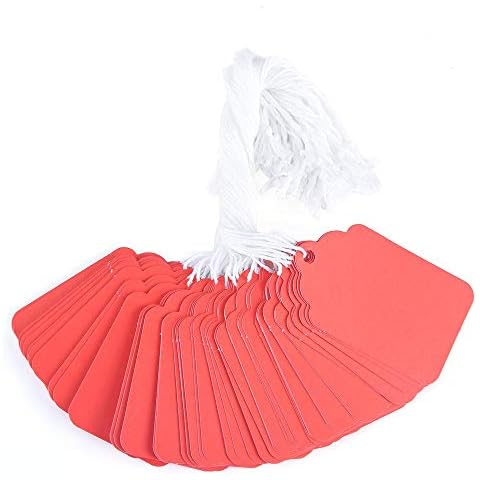 Brothersbox Red Price Tags 300pcs, Tag with Strings Attached Matte Surface Marking Merchandise Hang Tag Labels for Christmas Gift Jewelry Clothing Garage Yard Rummage Sale Supplies 1.69 x 2.75 inch Cover