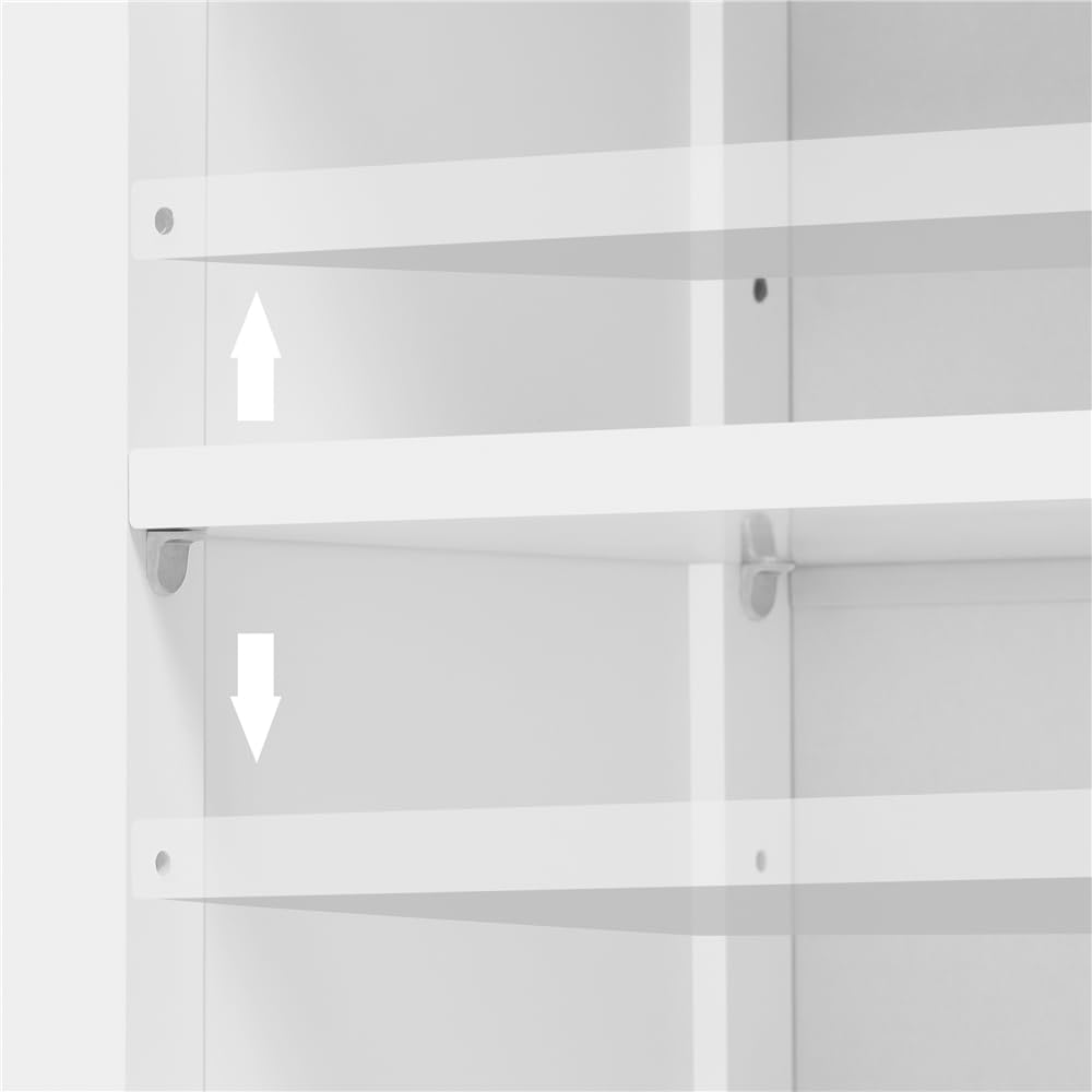 Yaheetech Mobile da Bagno Armadietto da Terra Autoportante Bianco Mobiletto da Pavimento con 2 Ante Ripiano Regolabile Armadio D'archivio Multiuso da Soggiorno Cucina 92,5 x 50 x 30 cm