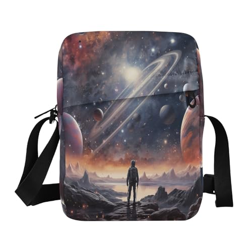 messenger bag crossbody men shoulder bag Women's Purses Adjustable Strap for outdoor sports outdoor sports- Outer Space Colorful