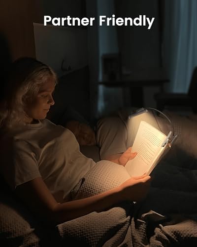 Glocusent Rotatable Reading Light for Books in Bed, 22LEDs Dual-Row Design with Timer, Stepless Dimming & Color Adjustment, 1000mAh Rechargeable Book Light for up to 100hrs, Ideal for Book Lovers