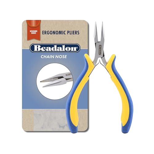 Beadalon Ergo Chain Nose Pliers – Needle Nose Pliers for Jewelry Making, 5.25 in
