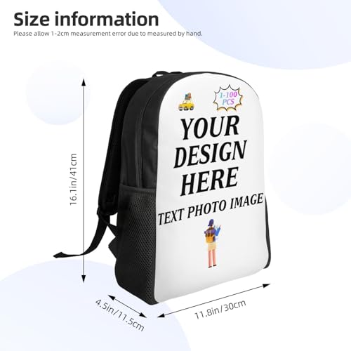 Custom Backpack Design Your Own for Men & Women 1-100 PCS Personalized Back Pack With Your Text Logo Image Customized Bag For Gifts Style 014