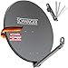 Produktbild SCHWAIGER Satellitenschüssel Stahl 80 cm Offset SAT Antenne 38,5dB Empfangsleistung mit LNB Tragarm Kabelführung Multifeed geeignet vormontiert wetterfest Profi Reflektor anthrazit 74,5 x 84,5 cm