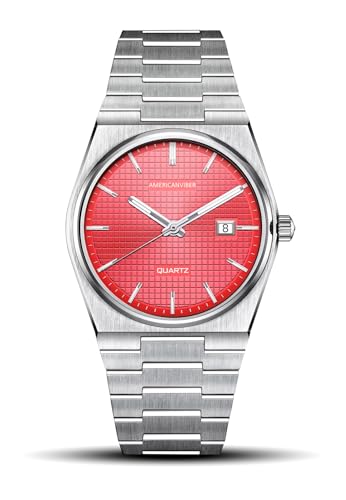 Image of AMERICANVIBER, Stainless Steel Date Display Mens Wrist Analogue Watch, Dial-Color:Multicolour, Band Color:Silver