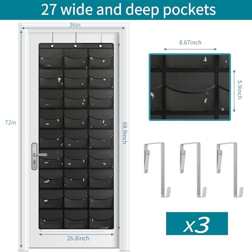 Fixwal FIXWAL403111110 Baseball Hat Rack, 27 Pocket Over The Door Cap Organizer Cap Hat Holder Hanger thumb #1