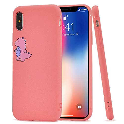 Joyland Silicone Coral Couple Phone Case Cover For Iphone 11 Lover Cute Cartoon Dinosaur Phone Case Cover Bumper Pink Peach Color Protective Shell Compatible For Iphone 11(Coral Dino) #TOP1