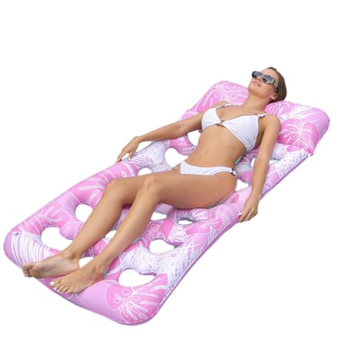 Chaise inclinable flottante adulte et matelas de piscine perforé pour le bronzage d'été