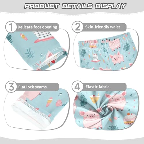 Girls Leggings Cake Pig Ice Cream Kids Length Leggings Pants Athletic Yoga Pants Toddler Tights Trousers 4T3