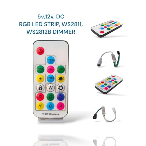 Image of Pixel RGB LED Controller WS2811 WS2812B 3 Pin Addressable LED Strip Lights 17 Key RF Remote Long Range Wireless Lighting Controller Room Decor