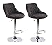 CLP 2er Set Barhocker Lazio Mit Stoffbezug I Höhenverstellbarer Und Drehbarer Hocker Mit Fußstütze In Chrom-Optik, Farbe:dunkelgrau