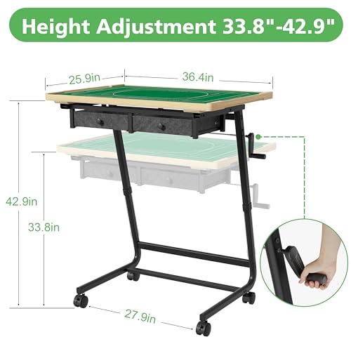 Image of CODACE Puzzle Table with Drawers - 1500 Pieces Jigsaw Puzzles Table for Adults, Hand-Cranked Height-Adjustable Puzzle Tables with Leg, Tilting Puzzle Board with 6 Tray and Cover, Present for Puzzlers