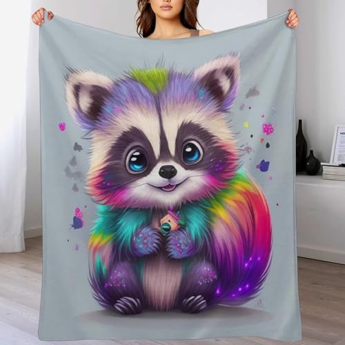Couverture douce en flannel supérieure imprimé raton laveur chic