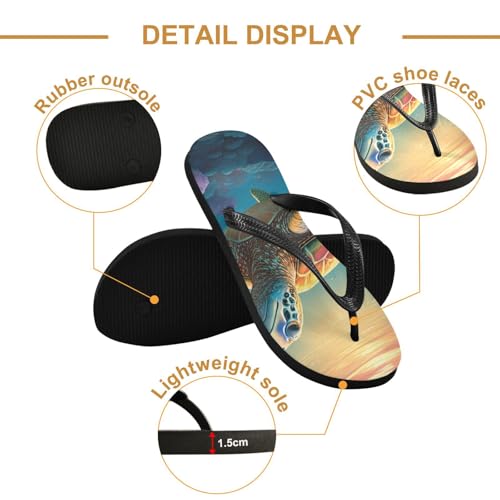 Colorful Turtle Flowers Flip Flop Beach Summer Casual Sandal for Women & Men Shower Shoes 208620692