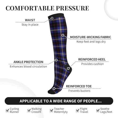 Clan Hill Tartan Compression Socks, Suitable For Both Men And Women - Perfect For Running, Grooming, Hiking, Flying, And Traveling3