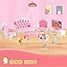 Xadothat Dollhouse Furniture Set, Complete Room Collection with Kitchen, Dining, Living Room, Bedroom and Bathroom Accessories, Plastic (36-Piece Pink)