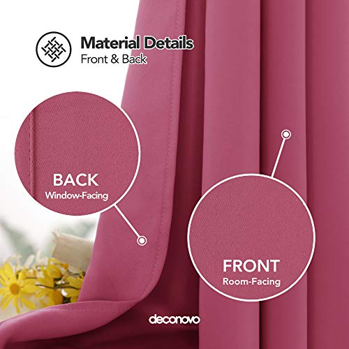 Image of Deconovo Rose Blackout Grommet Thermal Insulated Drapes and Curtains for Bedroom, 52x95 Inch