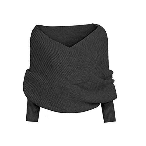 Fashion Elegant Women Knitted Sweater Tops Scarf with Sleeve Wrap Winter Warm Shawl Scarves
