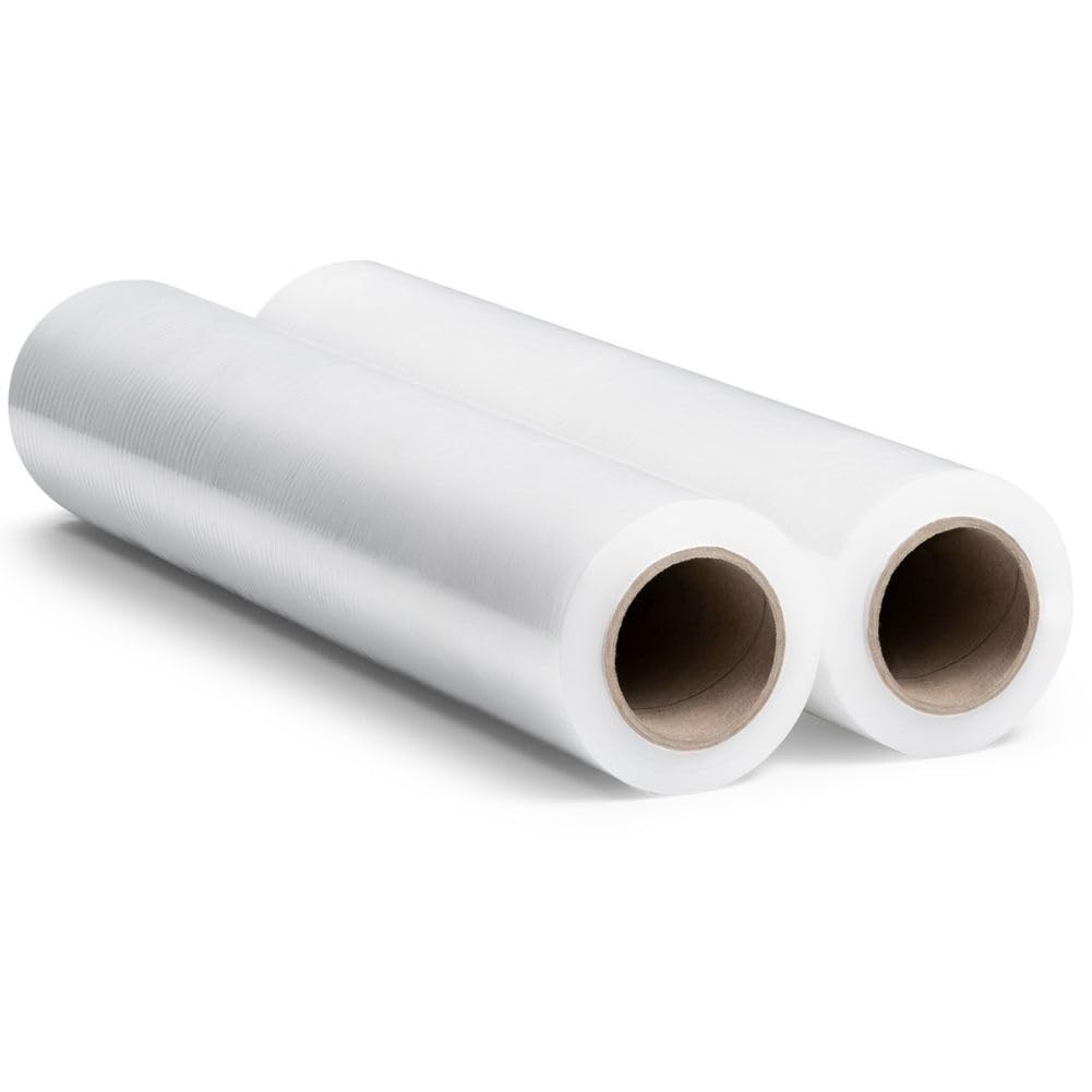 RAGO® Pellicola imballaggio 0,85 kg 2 pezzi 7,5 x 7,5 x 40 cm Film estensibile imballaggio I Pellicola imballaggio trasloco trasparente I Plastica per Imballaggio con dispenser