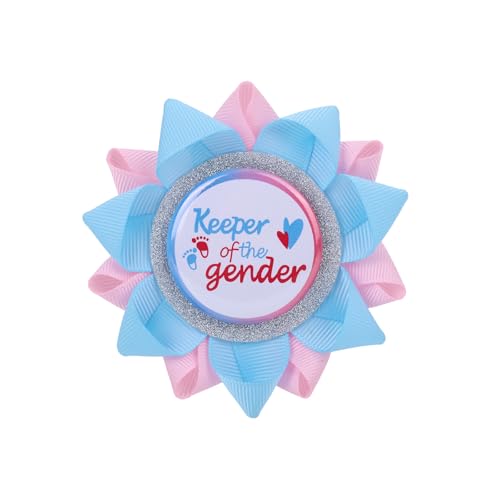 Keeper of the Gender Button, Pink or Blue Gender Reveal Backdrop Brooch Team Boy or Girl Unveiling Pin Meaningful Party Favors for Baby Shower Party Decoration Shirt Supplies