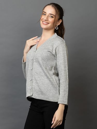 Image of Wear lusso Women Woolen V Neck Casual Wear Stylish Cardigan Sweaters for Winter with Side Pocket | Cozy and Warm Winter Sweater for Girls /Ladies