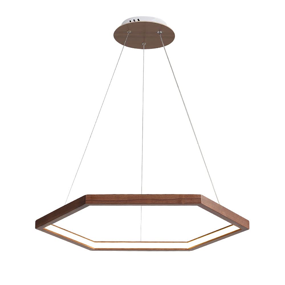 Plafonnier à intensité variable en bois hexagonal avec suspension LED