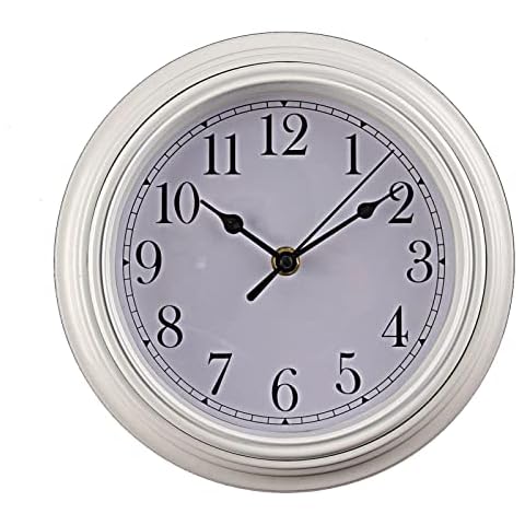 XJYMCOM Round Wall Clock 9'' Classic Non-Ticking Silent Quartz Clocks Small Retro Wall Clocks Battery Operated Digital Clock Office Home School Kitchen Decor Clocks (White) Cover