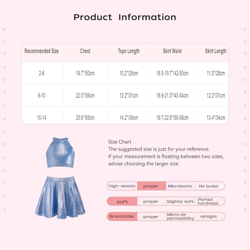 Traje disco metálico de alta calidad para competiciones infantiles 5