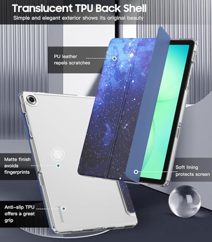 Image of TiMOVO Case for Samsung Galaxy Tab A11+ /A11 Plus 11 inch 2026, Blue Starry Sky | Fit for SM-X230 /X236 /X238, Slim Soft TPU, Translucent Frosted Back, Auto Wake /Sleep