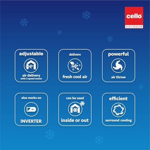 Image of CELLO Magnum 125 Litres Heavy Duty Vertical Commercial Air Cooler With 21 inch Fan | High-Density Honeycomb Cooling Pads, Auto-Fill Water Technology | Long Life Air Cooler For Indoor, Outdoor, Warehouses