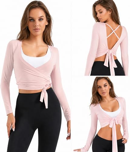 Image of Women Tie Front Shrug Long Sleeve Bolero Cardigan Lightweight Casual Tops