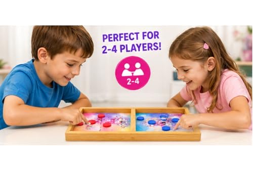 Image of BKDT Marketing Unicorn String Hockey Game for Kids & Family - Fast Sling Puck Board Game with 5 Red & 5 Blue Coins - Wooden Tabletop Indoor Outdoor Game - Birthday Return Gift for Boys Girls Age 5+