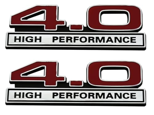 Image of 2pcs 4.0 Liter V6 High Performance Engine Emblems Badge 3D Decals Stickers Cars Trucks (Chrome Red)