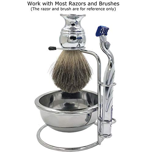 Perpro Shaving Stand With Stainless Steel Shaving Soap Mug Razor Holder For Manual Razor Gillette Razor,Badger Hair Beard Brush Father Day Gifts #TOP2