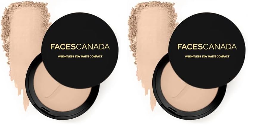 Image of FACESCANADA Weightless Stay Matte Finish Compact Powder - Ivory, 9 G | Non Oily Matte Look | Evens Out Complexion | Hides Imperfections | Blends Effortlessly | Pressed Powder For All Skin Types