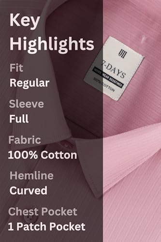 Image of 7-DAYS Premium Men's Formal Shirts - Cotton, Self-Design, Full Sleeve, Regular Fit, with Pocket, Stylish Office Shirts for Men