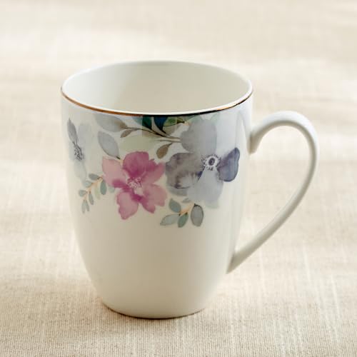 Image of Home Centre Altius Periwinkle Bone China Floral Print Coffee Mug - 350ml