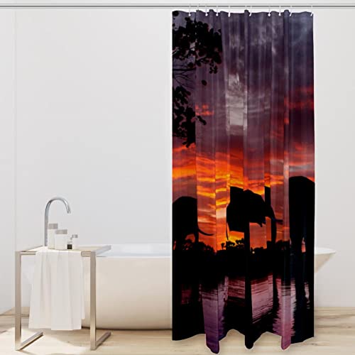 Rideau de douche Elephants At Sunset imperméable avec 12 crochets - 3
