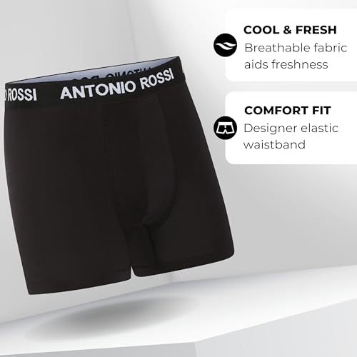 ANTONIO ROSSI (12-Pack) Men's Fitted Boxer Hipsters - Mens Boxers Shorts Multipack with Elastic Waistband - Cotton Rich, Soft and Comfortable Underwear