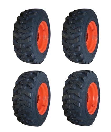 Set of 4-12-16.5 Forerunner SKS-1 Skid Steer Tires on Wheels/Rims (8 lug) for Bobcat -14PLY -12X16.5