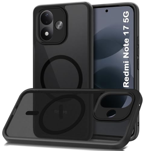 Image of TheGiftKart Hybrid Shockproof Back Cover Case for Mi Redmi Note 17 5G / Poco M8 Power 5G Compatible with MagSafe | Hard Back Cover Case (PC & TPU, Translucent Smoke Matte Back, Black Sides)