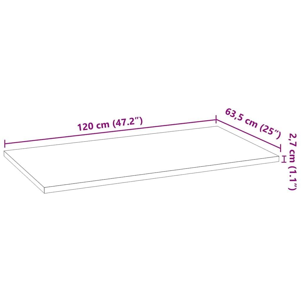 Piano di Lavoro Cucina 120x63,5x2,7 cm Legno Massello Rovere Marrone,4008999