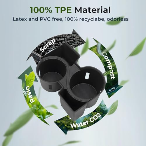 Image of Center Console Cup Holder Inserts for KIA EV9 2026 2025 2024 (Only for Land AWD, GT-Line AWD), Interior Accessories TPE Cup Holders Covers Protector for 2024-2026 EV9, Black