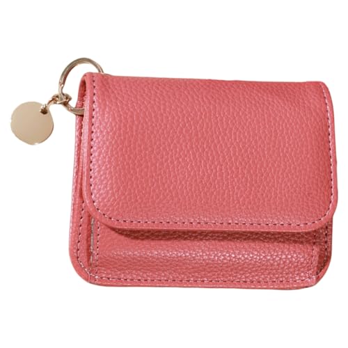 Chenxi Studio Bolsos para mujer, estilo coreano, monedero de piel sintética, monedero, monedero, monedero pequeño, monedero corto, cartera triple, Pink