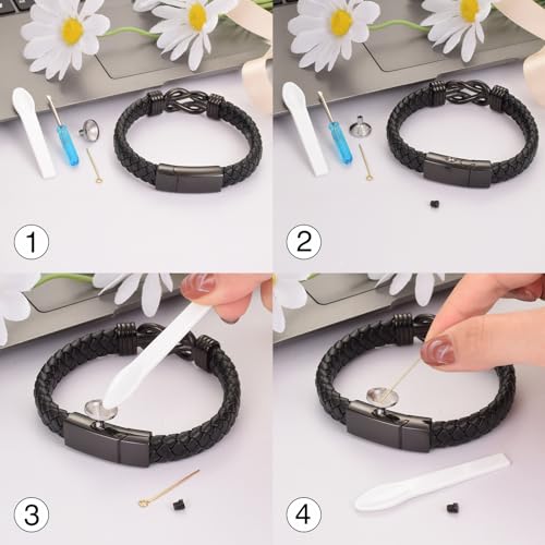 abooxiu Urn Bracelet for Ashes Leather Cremation Bracelet for Human Ashes Stainless Steel Ash Bracelets Memorial Cremation Jewelry Keepsake Bangle for Men4