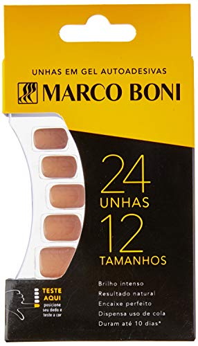 Unhas Auto Adesivas Nude Escuro, 1932, Marco Boni, 24 Unhas