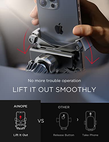 Image of AINOPE Car Phone Holder Mount 2024 Upgraded Gravity Car Phone Mount with Newest Air Vent Clip Auto Lock Hands Free Cell Phone Holder Mount for Car Compatible for iPhone 15 Pro Max & All Phones Red