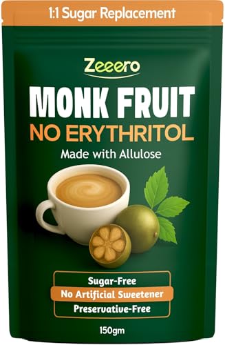 Image of Zeeero Monk Fruit Sweetener without Erythritol | Monkfruit Extract with Allulose | 1:1 Sugar Replacer | Monk sugar /monk fruit powder | No Preservatives