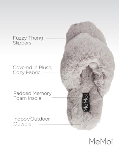 MeMoi Women's Fuzzy Plush Thong Slippers3