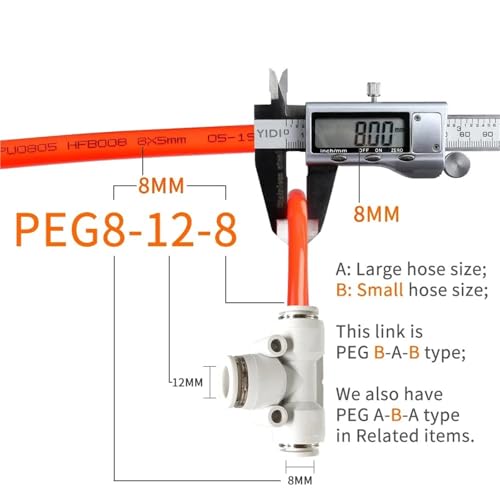 Conector en T reductor de tubo de 4mm a 12mm para sistemas de aire 3